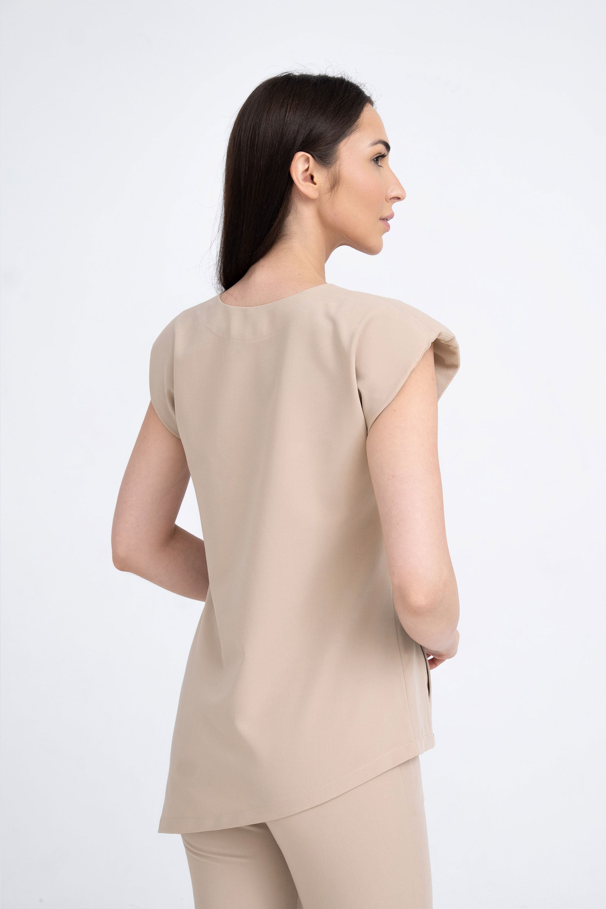 Kosmetyczna bluzka damska Raya - kolor beige