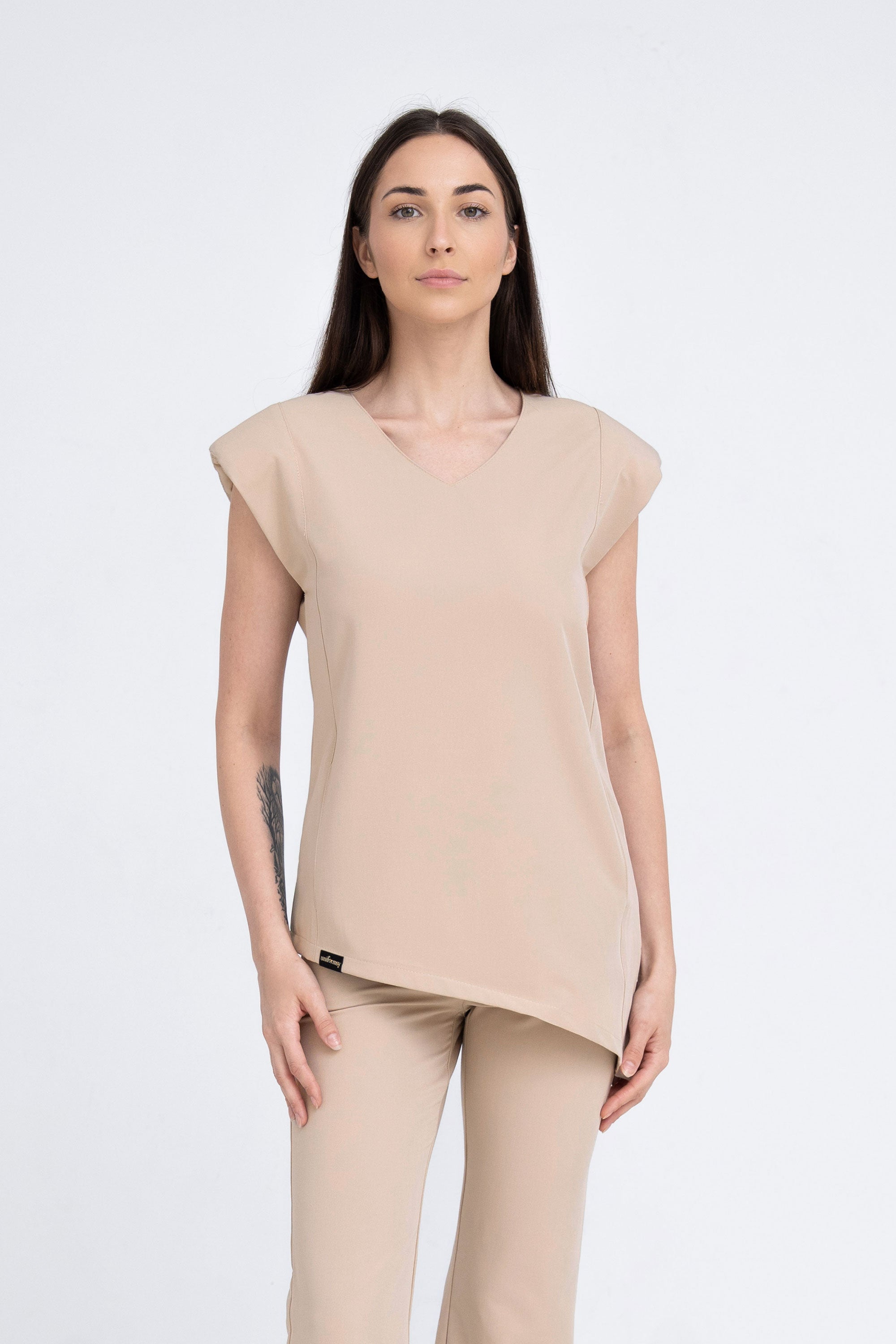 Kosmetyczna bluzka damska Raya - kolor beige