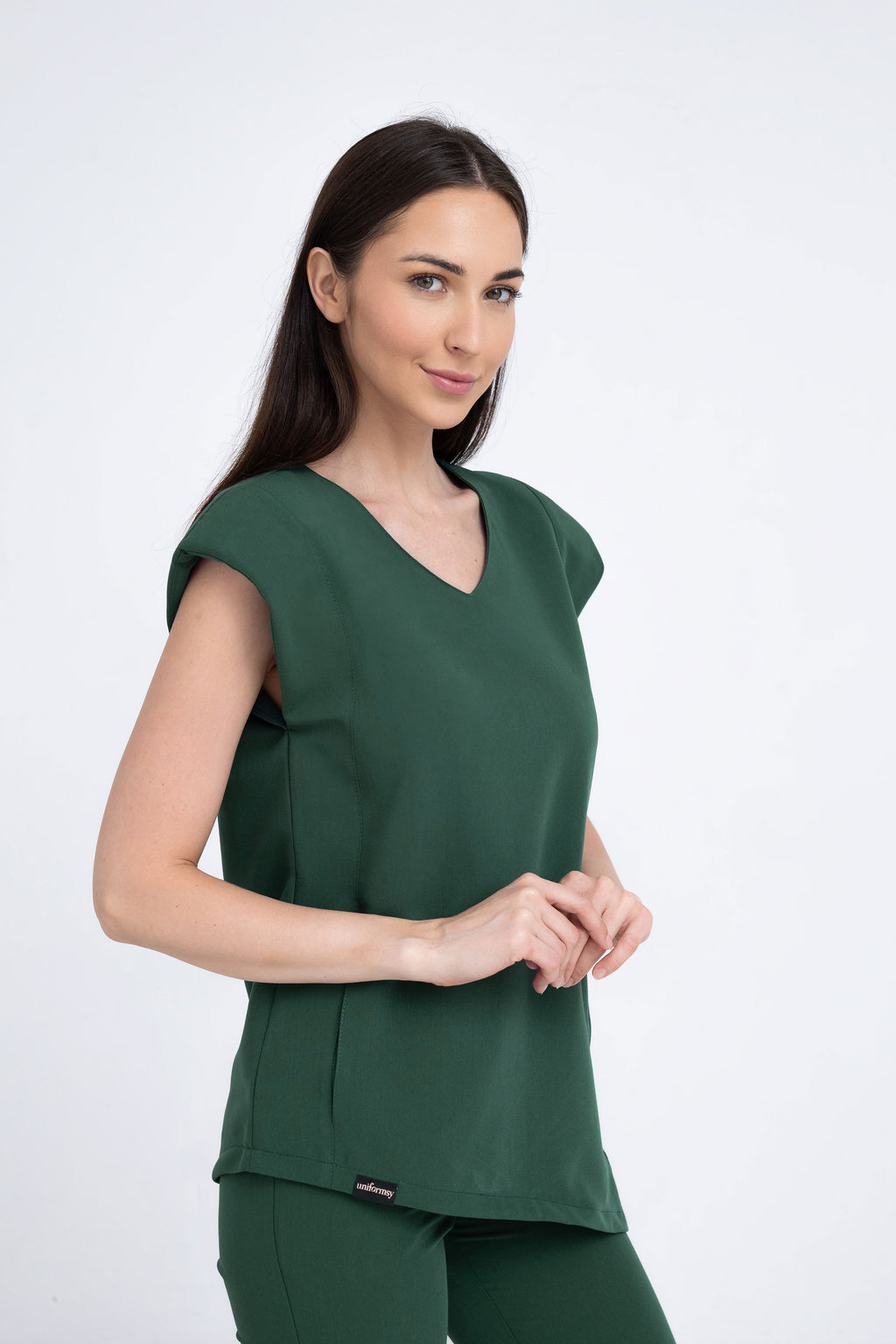 Kosmetyczna bluzka damska Raya - kolor dark green