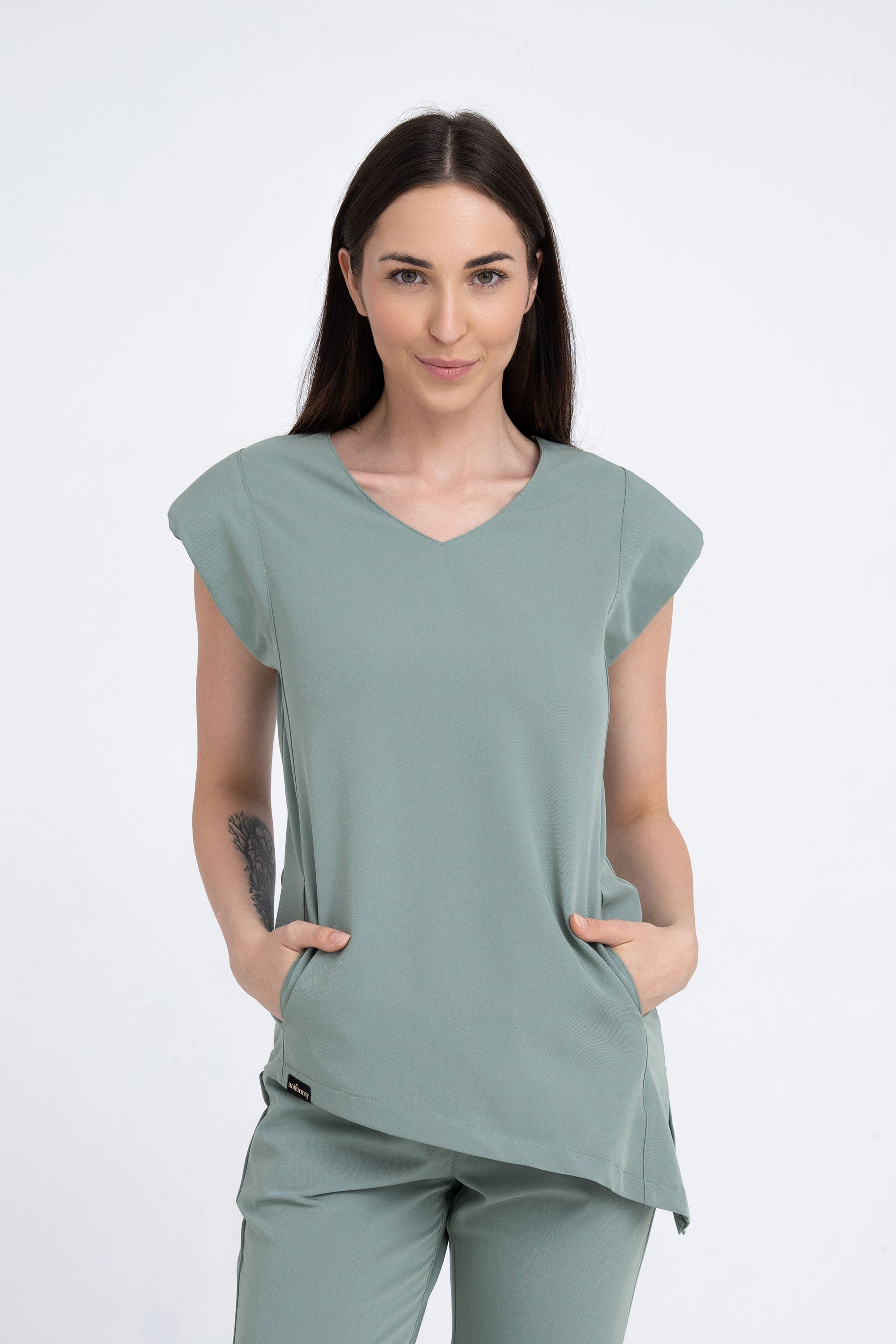 Kosmetyczna bluzka damska Raya - kolor lily pad