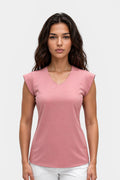 Damska bluza medyczna Aria w kolorze rose tan z nowoczesnymi, krótkimi rękawami