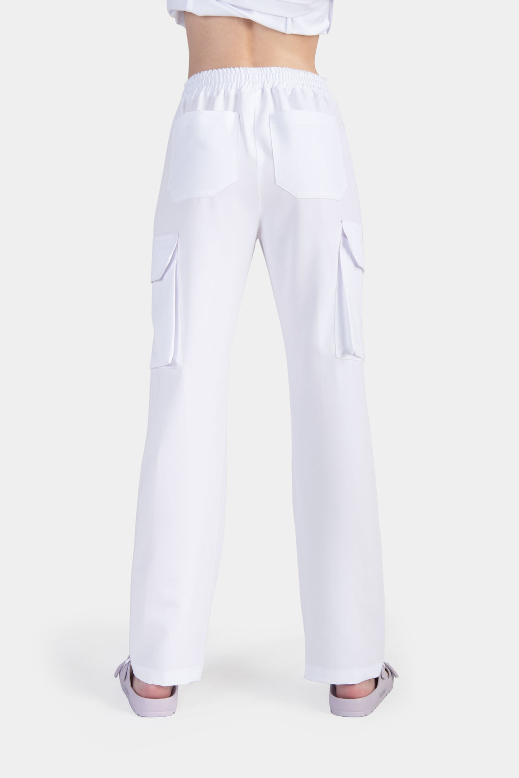 Medyczne spodnie damskie bojówki - kolor white