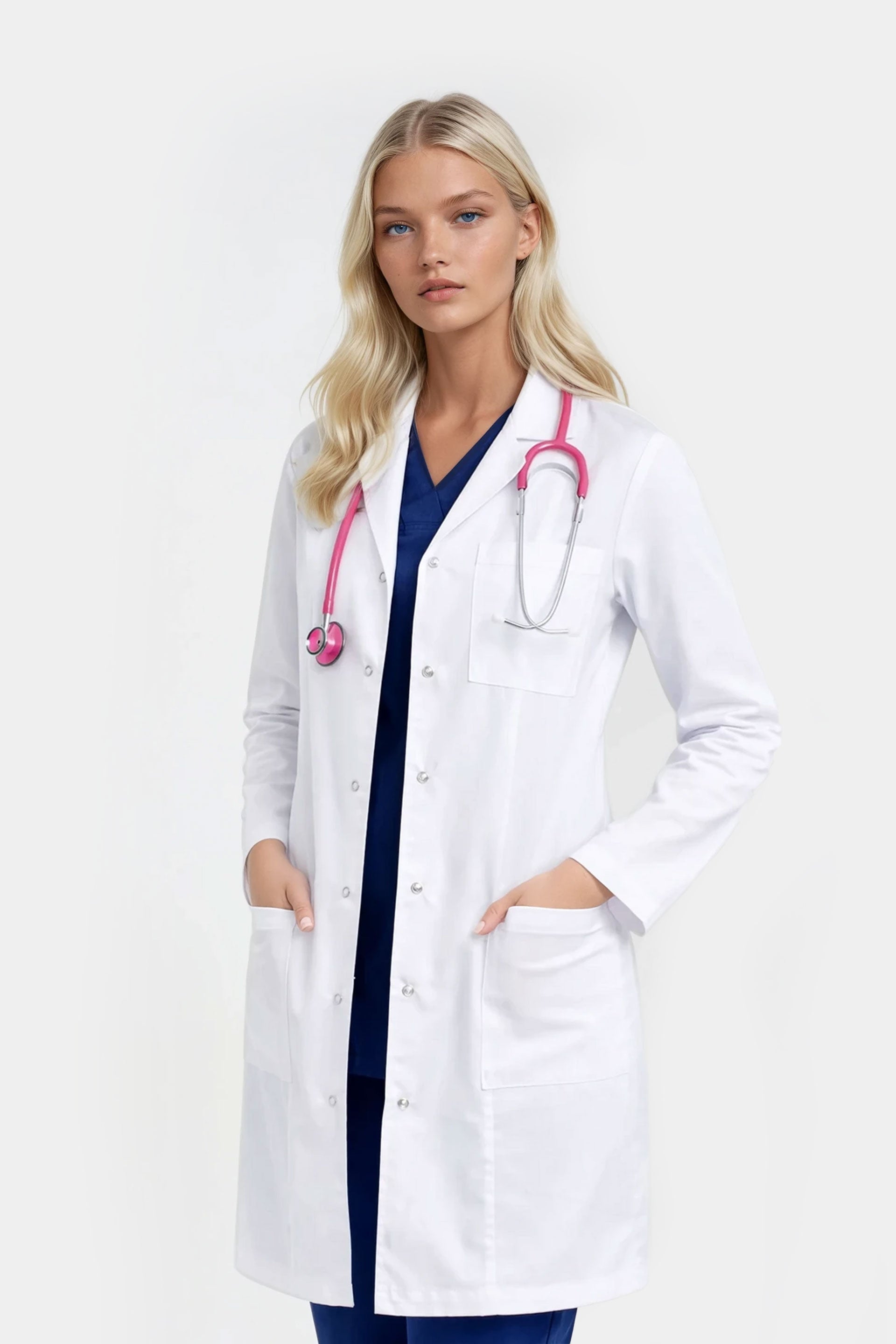 Damski fartuch medyczny z cięciami