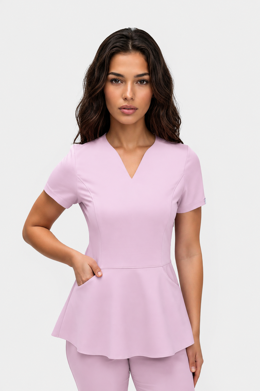 Bluza z baskinką Kate pudra rose